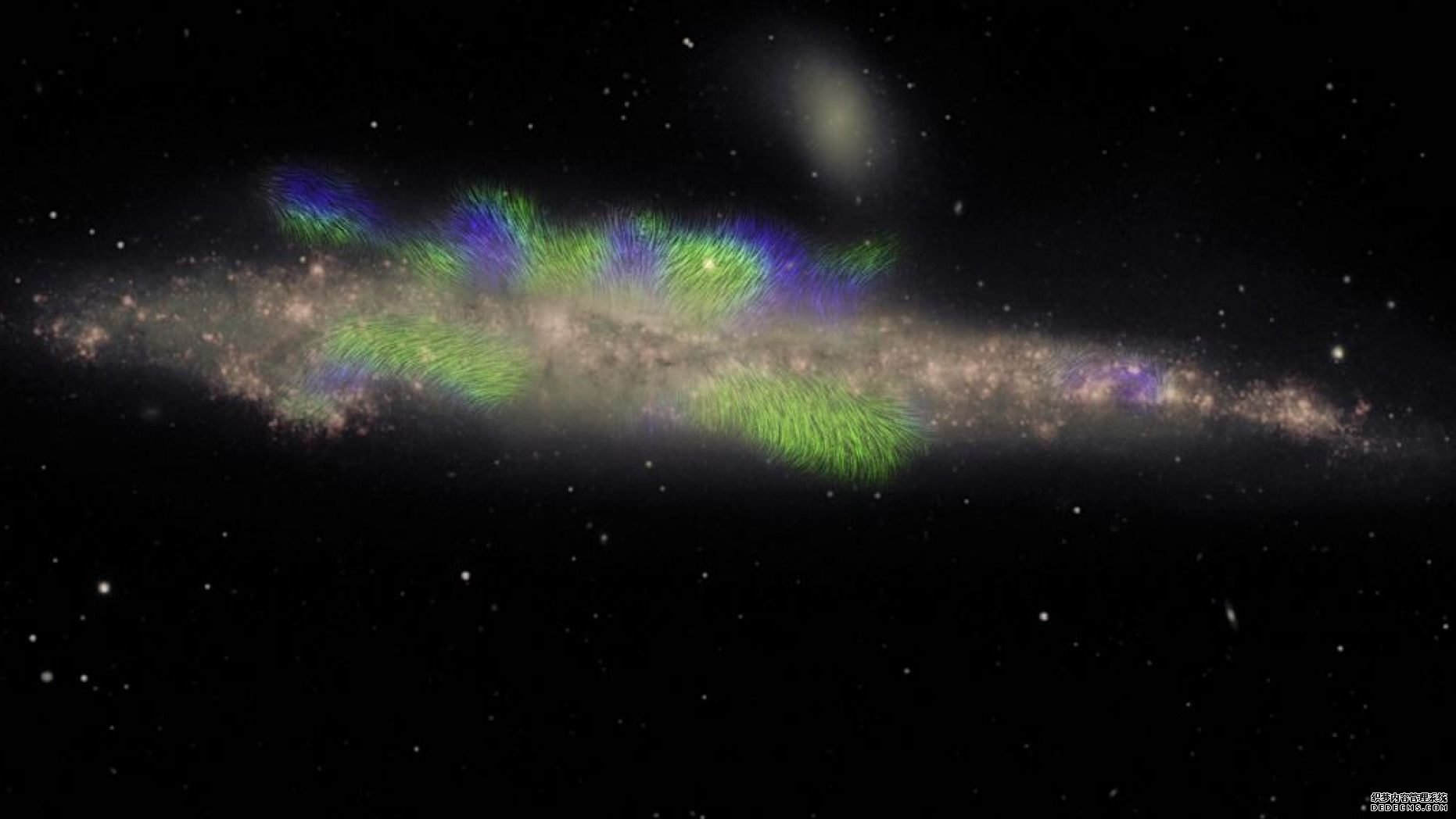 沐鸣平台,华丽的图像显示了鲸鱼星系周围的磁性“绳索”