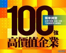 台灣「高價值企業100強」獨家調查，TOP 10搶先曝光